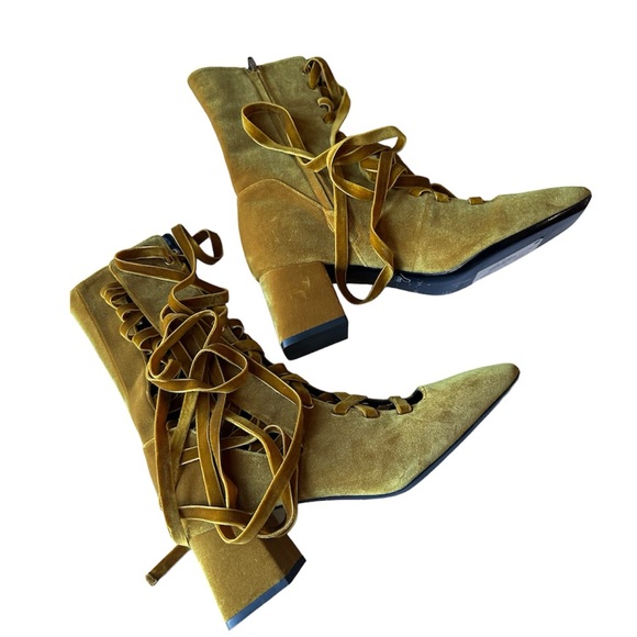 ZIMMERMANN Lace-Up Velvet Ankle Boots - Mustard BRAND NEW Size 40 - Picture 6 of 12